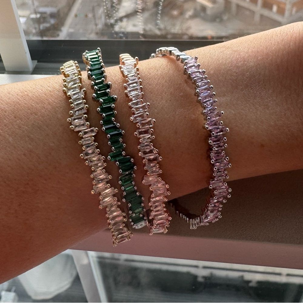Silver and Pink Gemstone Bracelet - Picture 2 of 2